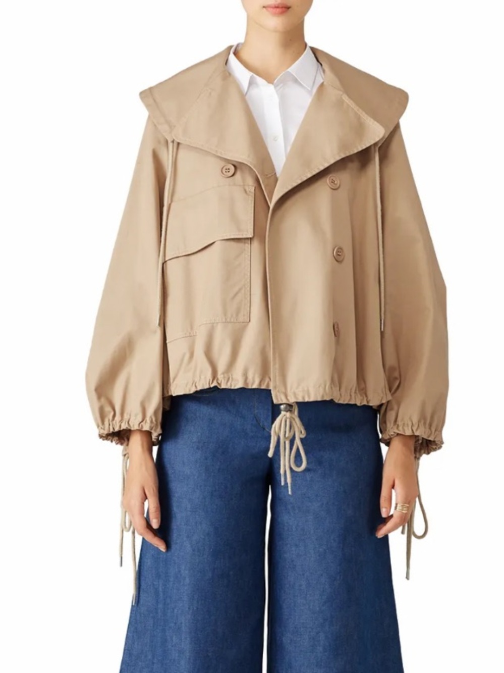 See By Chloe Short Trench Coat Jacket in Straw
